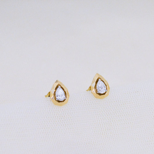 Pear Diamond Solitaire Earrings - zivar.in