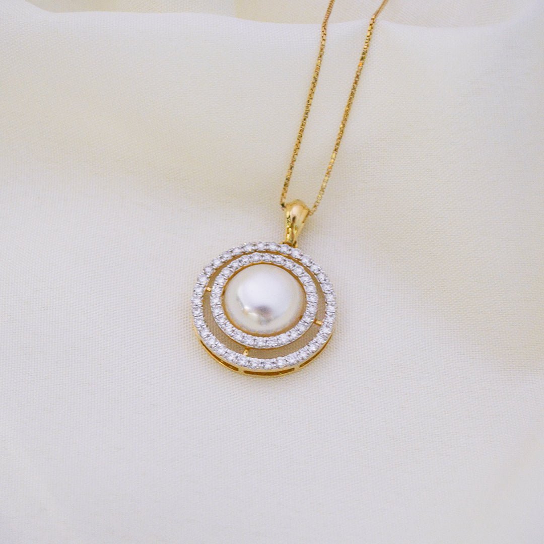 White Pearl Diamond Pendant - zivar.in